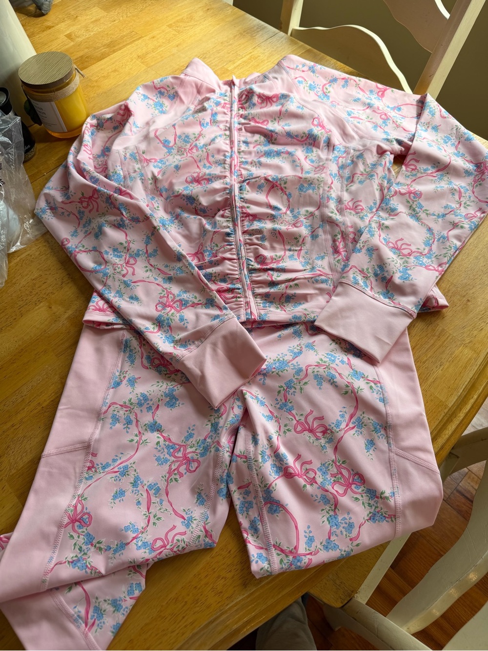 Shabby Chic Pink Floral Zip Jacket & Pants NWT XL top/L bottoms